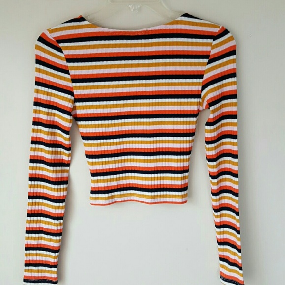 NWT TOPSHOP Stripe Ribbed Crop Top-Size 4 - Picture 5 of 7